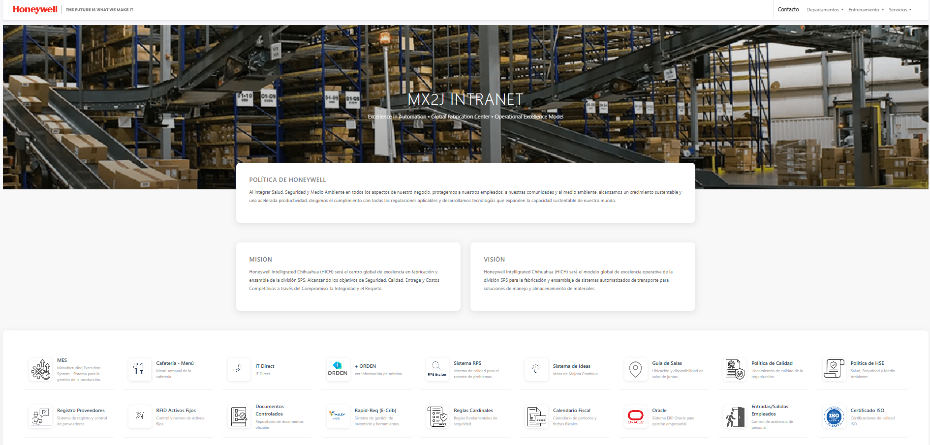 Intranet pantalla principal